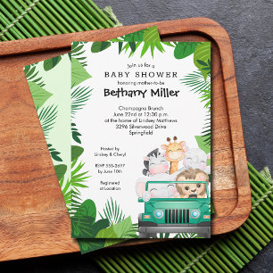 Invitation Jungle Animaux Safari Baby shower