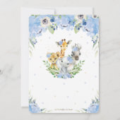 Invitation Jungle Animaux Safari Blue Floral Baby shower (Dos)