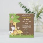 Invitation Jungle Animaux Safari Brown Baby shower Garçon I (Debout devant)