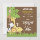 Invitation Jungle Animaux Safari Brown Baby shower Garçon I (Devant)