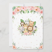 Invitation Jungle Animaux Safari Rose Floral 1er anniversaire (Dos)