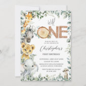 Invitation Jungle Animaux Safari Sauvage Un 1er premier anniv (Devant)