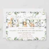 Invitation Jungle Animaux Végétation Joint 1er et 3e annivers (Devant)