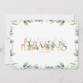 Invitation Jungle Animaux Végétation Jumeaux Baby shower neut (Dos)