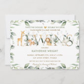 Invitation Jungle Animaux Végétation Jumeaux Baby shower neut (Devant)
