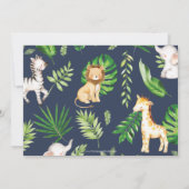 Invitation Jungle Animaux Végétation Safari 1er Anniversaire  (Dos)