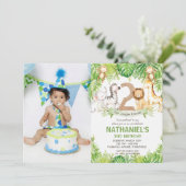 Invitation Jungle Animaux Végétation Safari 2ème anniversaire (Debout devant)