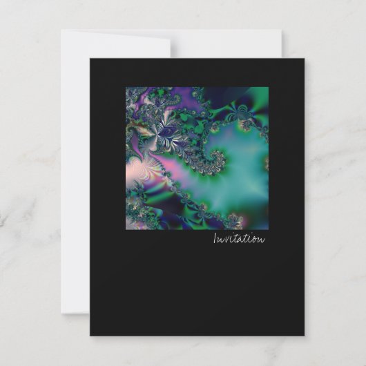 Invitation Jungle · Art de fractale · Pourpre et Teal (Devant)