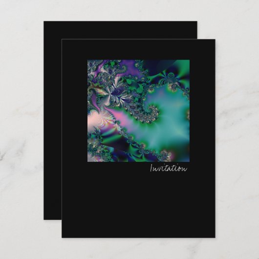Invitation Jungle · Art de fractale · Pourpre et Teal (Devant / Derrière)