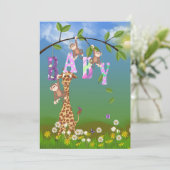 Invitation Jungle Baby Girl Douche (Debout devant)