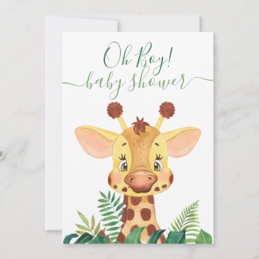 Invitation Jungle Baby shower Giraffe (Dos)