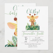 Invitation Jungle Baby shower Giraffe (Devant / Derrière)