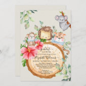 Invitation Jungle Bébé Animaux Douche Verdure Safari (Devant / Derrière)