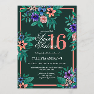 Invitation Jungle Corail vert rose Floral Aquarelle douce 16