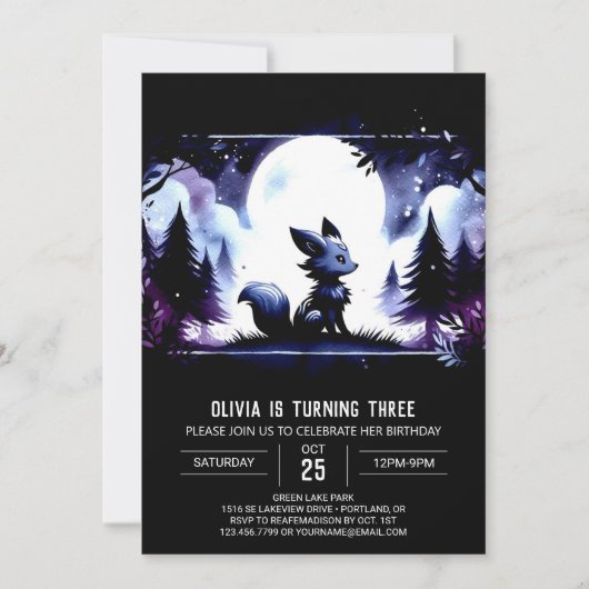Invitation Jungle Custom Wolf Anniversaire (Devant)