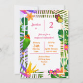 Invitation Jungle de perroquets roses du 2e anniversaire trop (Devant)