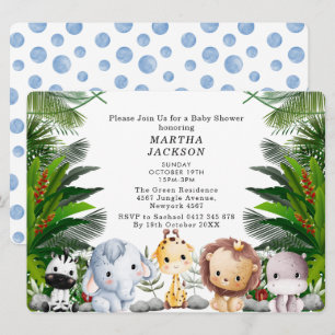 Invitation Jungle de verdure tendance Safari Animaux Baby Sho