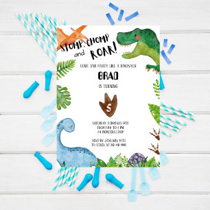 Invitation Jungle Dinosaur fête d'anniversaire