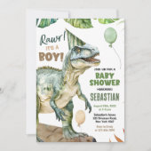 Invitation Jungle Dinosaur T Rex Baby Boy Douche (Devant)