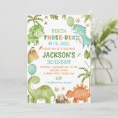 Invitation Jungle Dinosaur Three-Rex Cute Boy Birthday Party (Debout devant)