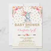 Invitation Jungle d'or de rose d'invitation de baby shower (Devant)