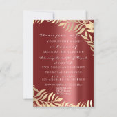Invitation Jungle Doré Burgundy Élégant Mariage Anniversaire (Devant)