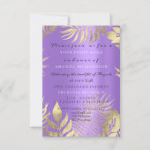 Invitation Jungle Doré Élégant Violet Mariage Anniversaire (Devant)