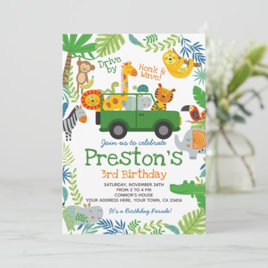 Invitation Jungle Drive By (Debout devant)