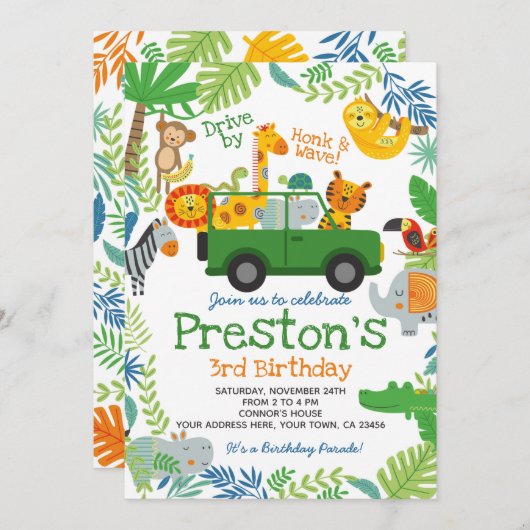 Invitation Jungle Drive By (Devant / Derrière)