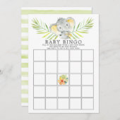 Invitation Jungle Elephant BINGO Baby shower Jeu (Devant / Derrière)