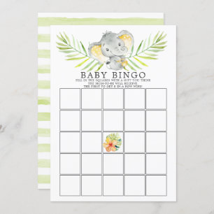 Invitation Jungle Elephant BINGO Baby shower Jeu