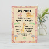 Invitation Jungle Fun Attend : Enfants Zoo Party Anniversaire (Debout devant)
