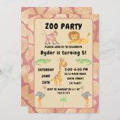 Invitation Jungle Fun Attend : Enfants Zoo Party Anniversaire (Devant / Derrière)