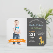 Invitation Jungle Giraffe Chalkboard Anniversaire Die Cut Inv (Debout devant)