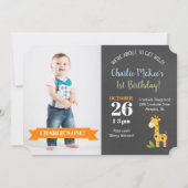 Invitation Jungle Giraffe Chalkboard Anniversaire Die Cut Inv (Devant)