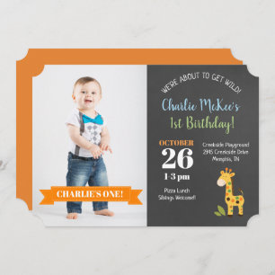 Invitation Jungle Giraffe Chalkboard Anniversaire Die Cut Inv