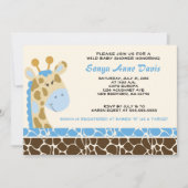 Invitation Jungle Giraffe Imprimer (bleu) Baby shower Invitat (Devant)