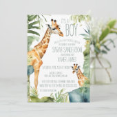 Invitation Jungle Giraffe Rencontrez le Baby shower (Debout devant)