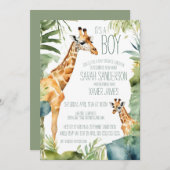 Invitation Jungle Giraffe Rencontrez le Baby shower (Devant / Derrière)