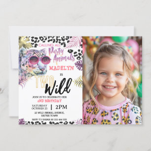 Invitation Jungle Girl 2e anniversaire Safari Deux photos sau