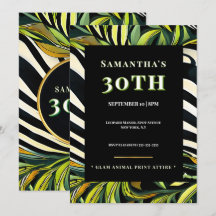 Invitation Jungle Glam 30e Anniversaire Imprimé An