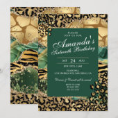 Invitation Jungle Imprimé Léopard et Animaux (Devant / Derrière)