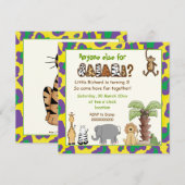Invitation Jungle jaune, violet safari anniversaire de enfant (Devant / Derrière)