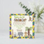 Invitation Jungle jaune, violet safari anniversaire de enfant (Debout devant)