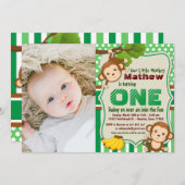 Invitation Jungle Monkey Safari Garçon photo d'anniversaire (Devant / Derrière)