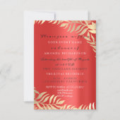 Invitation Jungle Or Rubis Rouge Or Élégant Mariage Anniversa (Devant)