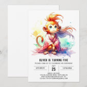 Invitation Jungle Printemps singe (Devant / Derrière)