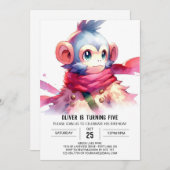 Invitation Jungle Printemps singe (Devant / Derrière)