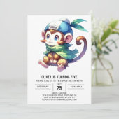 Invitation Jungle Printemps singe (Debout devant)