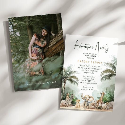 Invitation Jungle Safari Adventure Attend le Baby shower phot